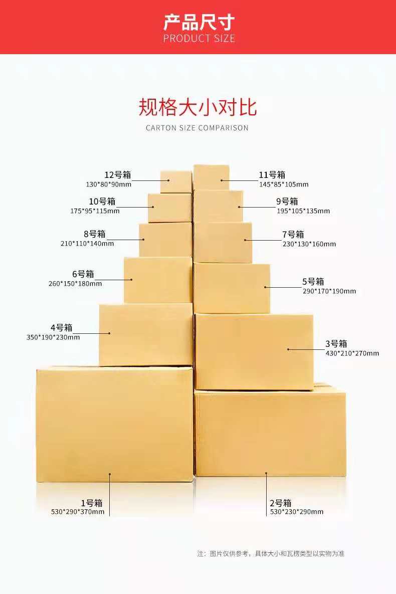 不同尺寸規(guī)格的快遞紙箱|昆之翔